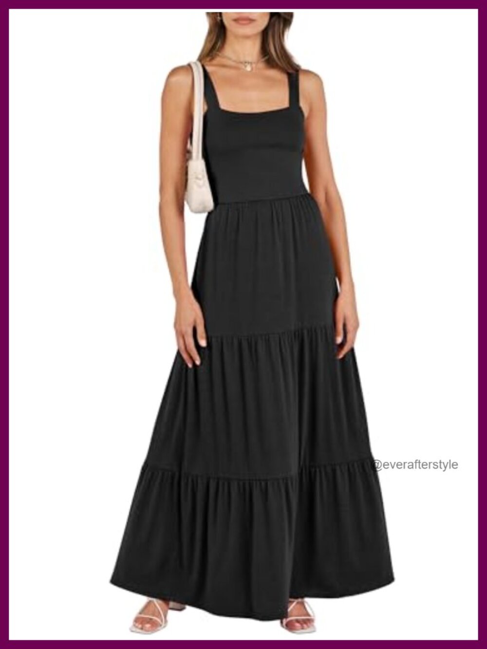 Flowy Maxi Dress Square Neck Sundress with Pockets
